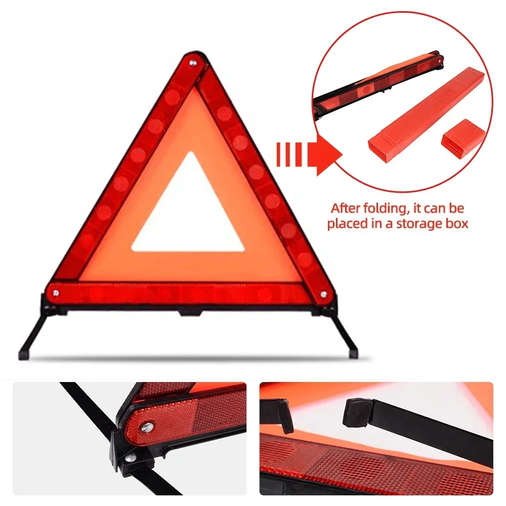 Emergency Exit Sign - 車の緊急故障警告三角形赤色反射道路安全危険標識車用三脚ポータブル折りたたみ式停止標識反射板
