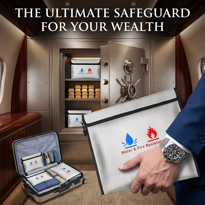Fire Safe Document - 断熱耐火防水収納ケース、重要書類、モバイルバッテリー、貴重品用トラベルセーフポーチ