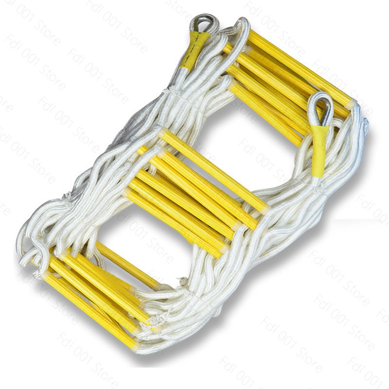 Fire Escape Ladder - 15Mレスキューロープラダー 3-4階脱出用はしご 緊急作業安全対応 消防救助 ロッククライミング 滑り止めソフトラダー
