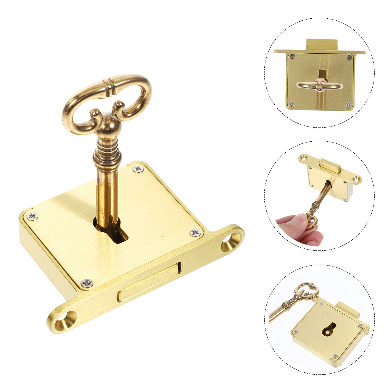 Lockbox Key Secure - 1セットの頑丈な真鍮製キャビネットロック、ヴィンテージスタイルの安全な引き出しロック（キー付き）、ファイルボックス用キャビネットロック（キー付き）