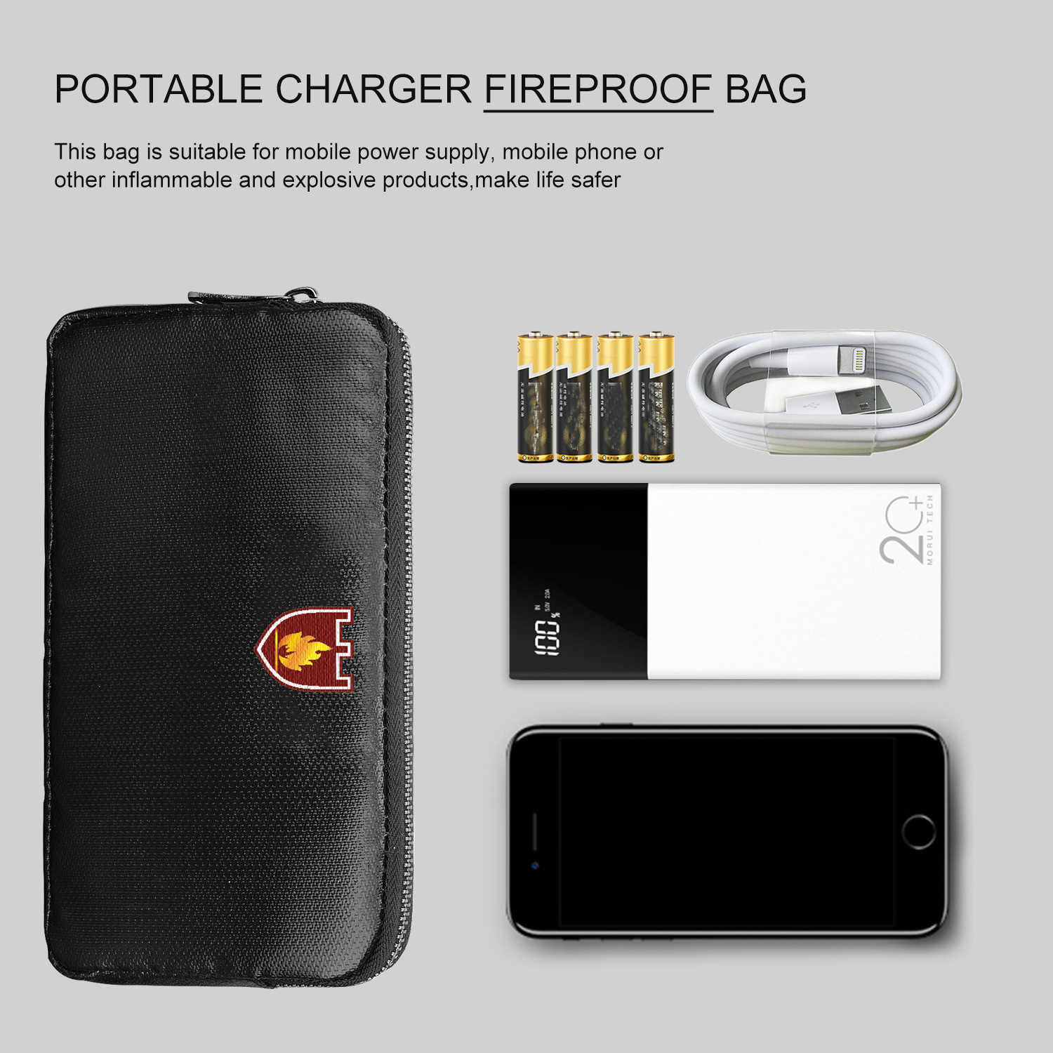 Fire Safe Document - 耐火ドキュメントバッグ 耐火バッグ モバイル電源バッグ 貴重品保管用、安全で耐火性のあるバッグ 2026
