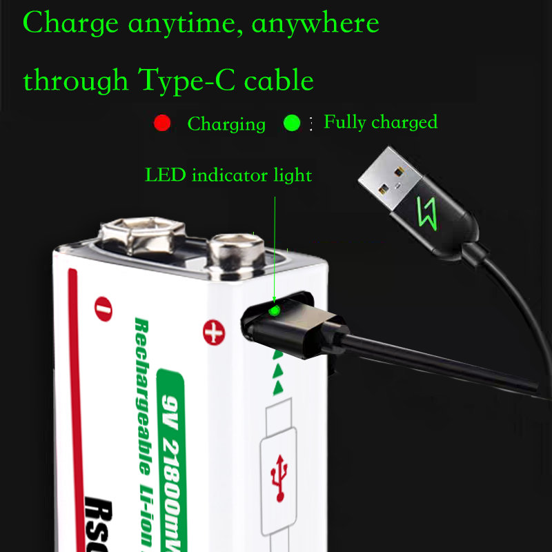 USB-C 充電式 9V リチウムイオン電池 21800mW - Smoke Detector Interconnected のレビューと価格