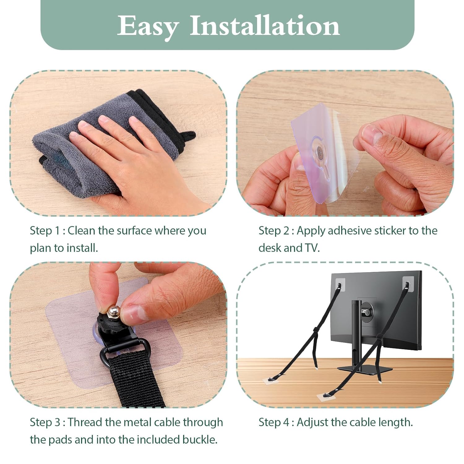 調節可能なテレビ安全ストラップ、穴あけ不要の接着式家具固定具 - Earthquake Anchor Strap のレビューと価格