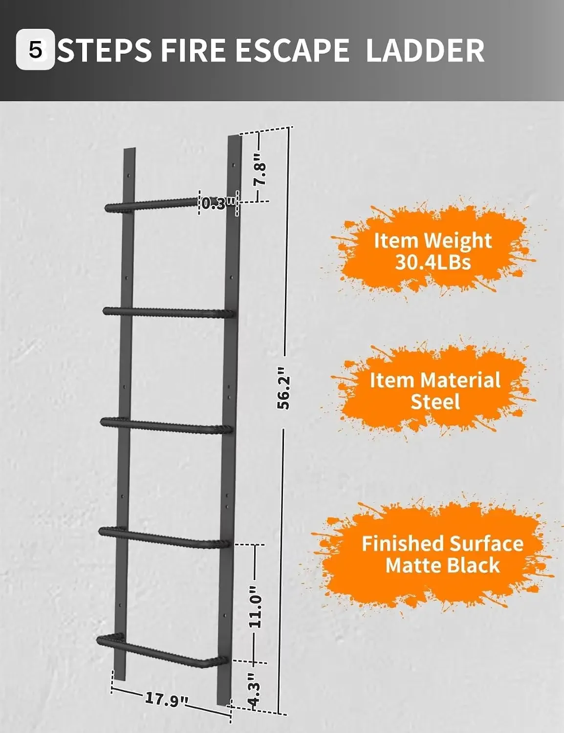 5段式窓井戸用はしご、頑丈なスチール製地下室脱出用、緊急時の - Fire Escape Ladder のレビューと価格