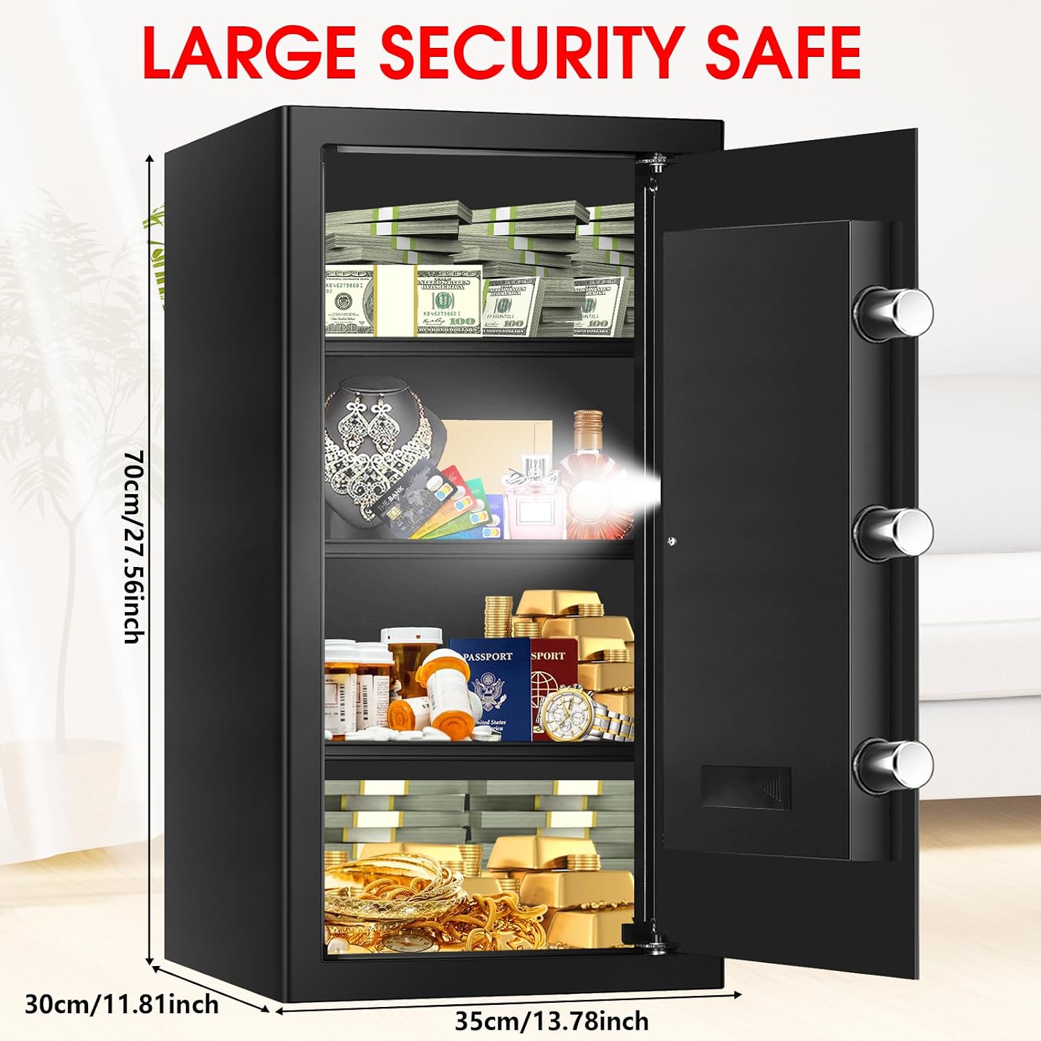 家庭用書類用耐火金庫、電子キーパッド、予備キー、警報システム - Fire Safe Document のレビューと価格