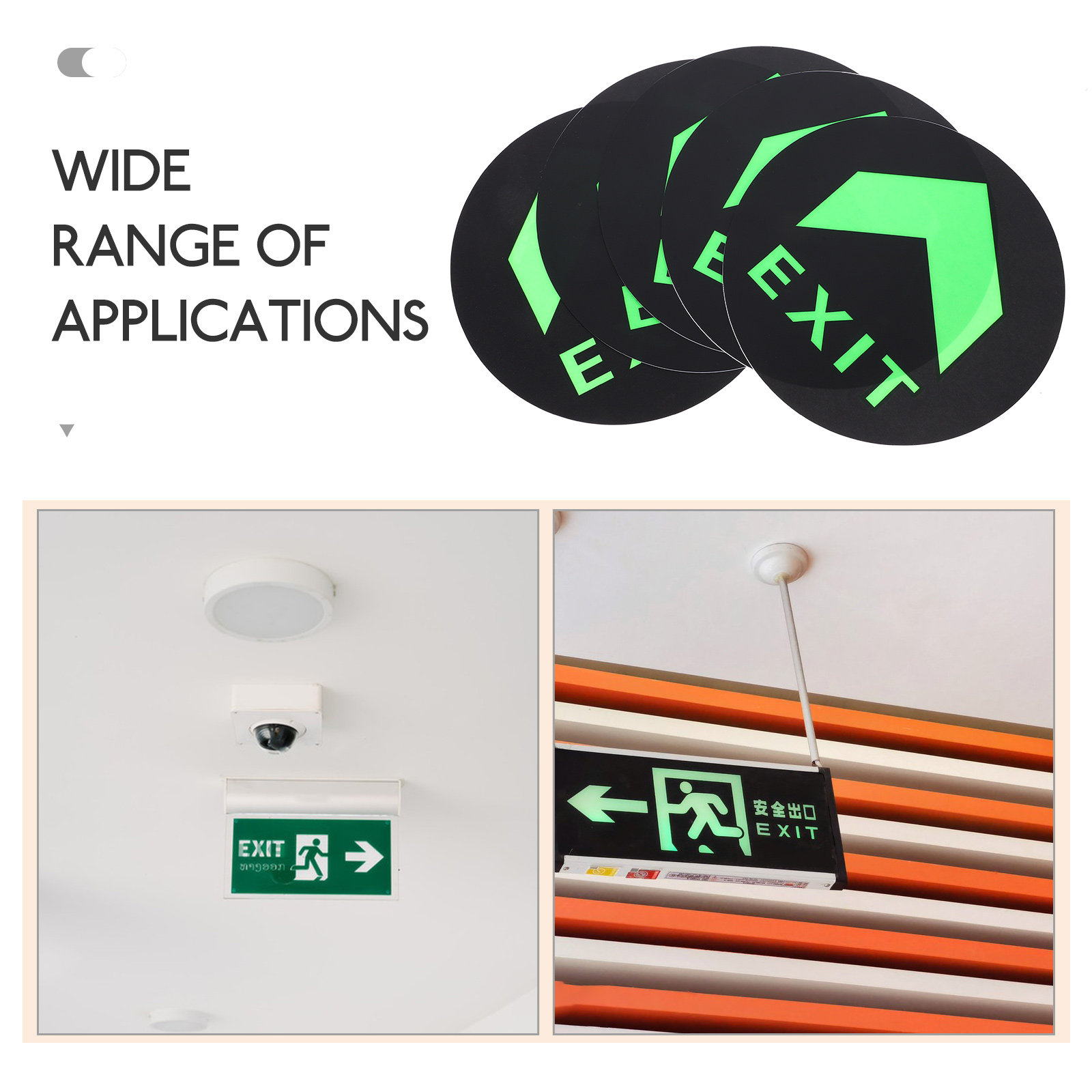 5枚組 夜間発光式避難指示標識 フロアステッカー 緊急避難方 - Emergency Exit Sign のレビューと価格