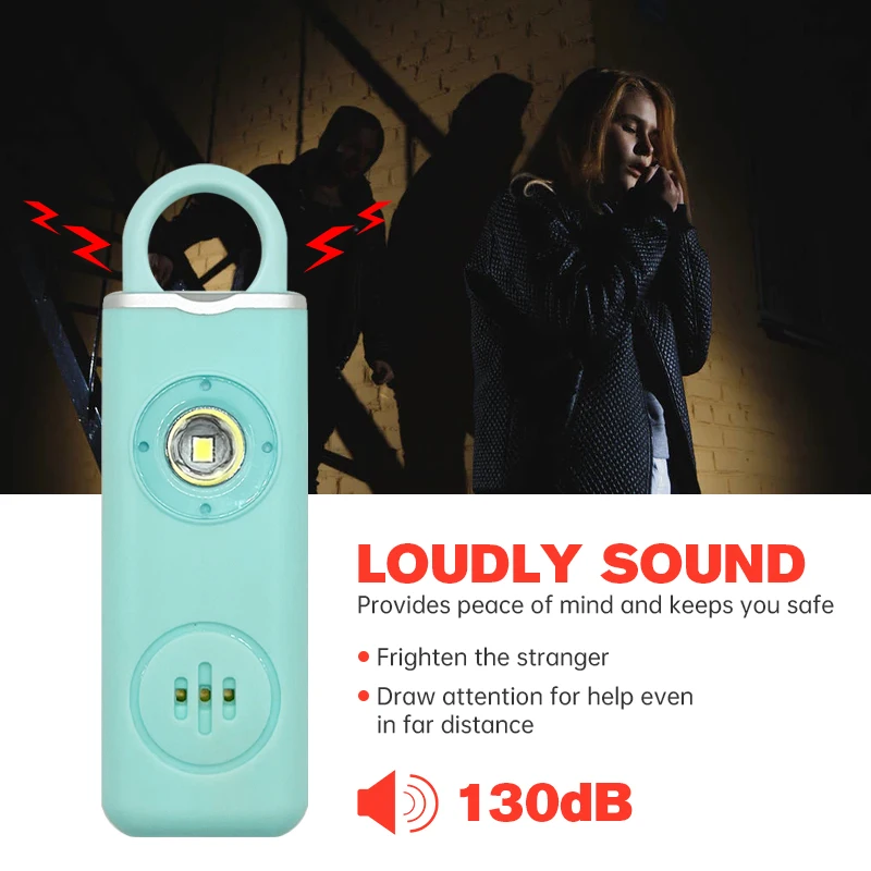 130dB充電式パーソナルアラームキーホルダー、LEDフラッ - Personal Alarm Keychain のレビューと価格