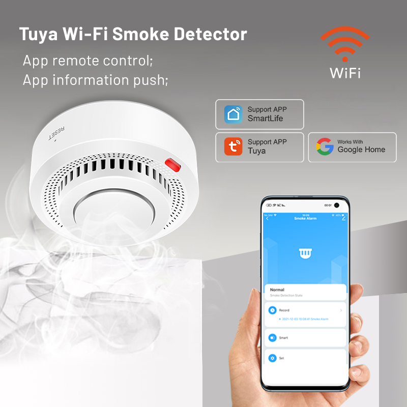 6パック Tuya WiFi スマート煙センサー Smart - Smoke Detector Interconnected のレビューと価格